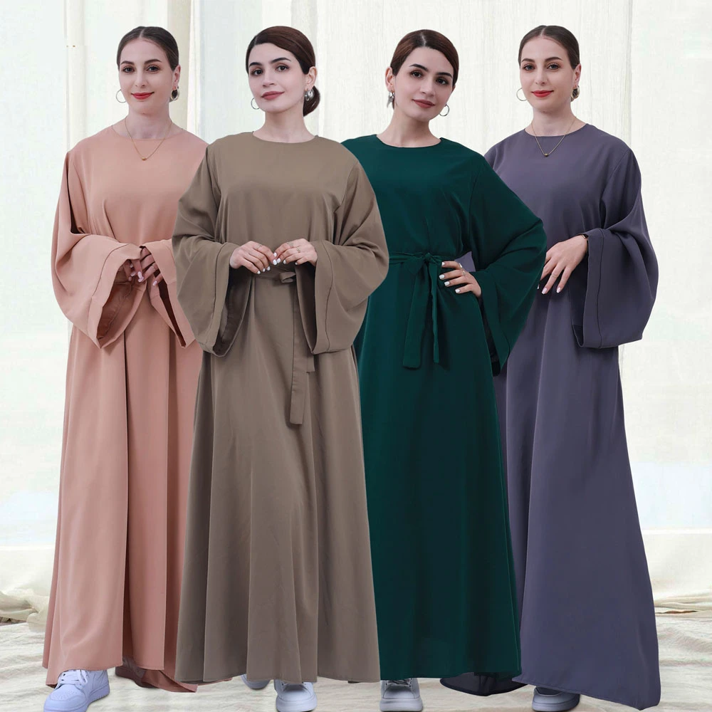 

Muslim Women Plain Abaya Kimono Sleeve Maxi Dress Eid Ramadan Islamic Clothing Arab Robe Turkey Kaftan Jalabiya Femme Musulmane