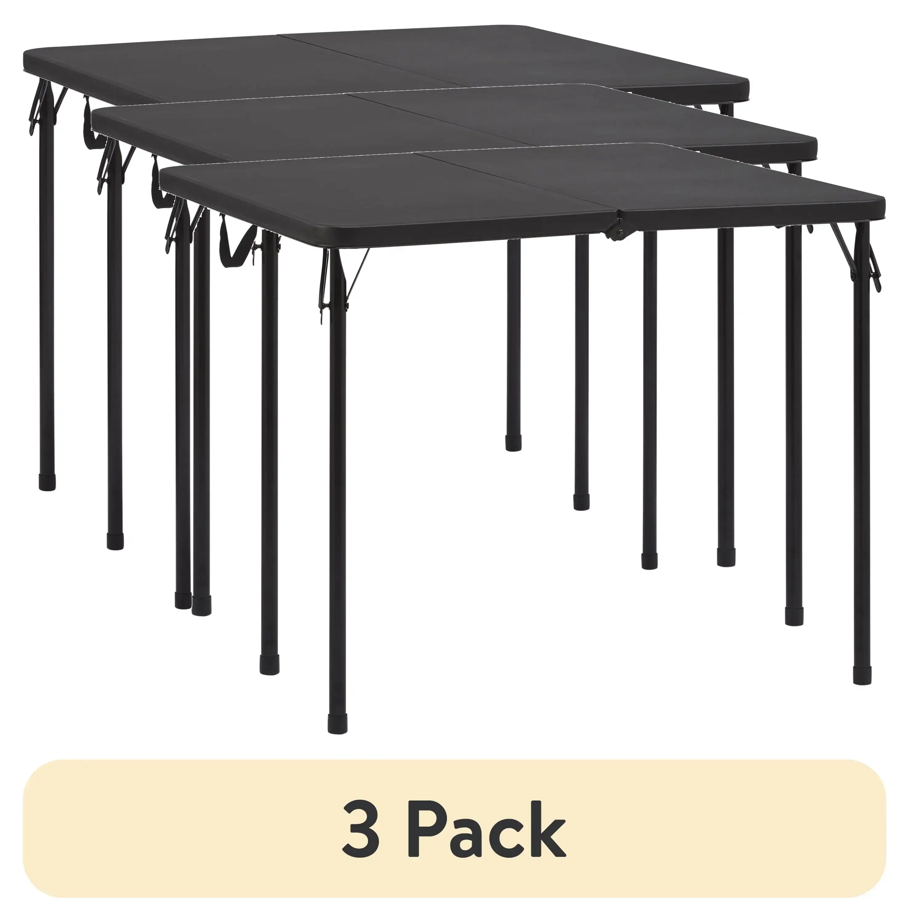 

34" Square Resin Fold-in-Half Table,34.00 x 34.00 x 28.03 Inches Rich Black (3 pack)