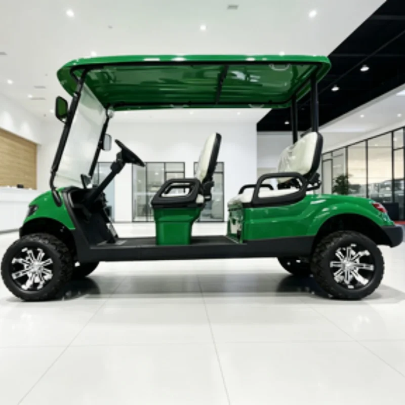2026 New Factory High Quality 2 4 6 Person Off-Road 48V/60/72V Electric Golf Cart 12-Inch Off-Road Tires Brown Upholstered Seat