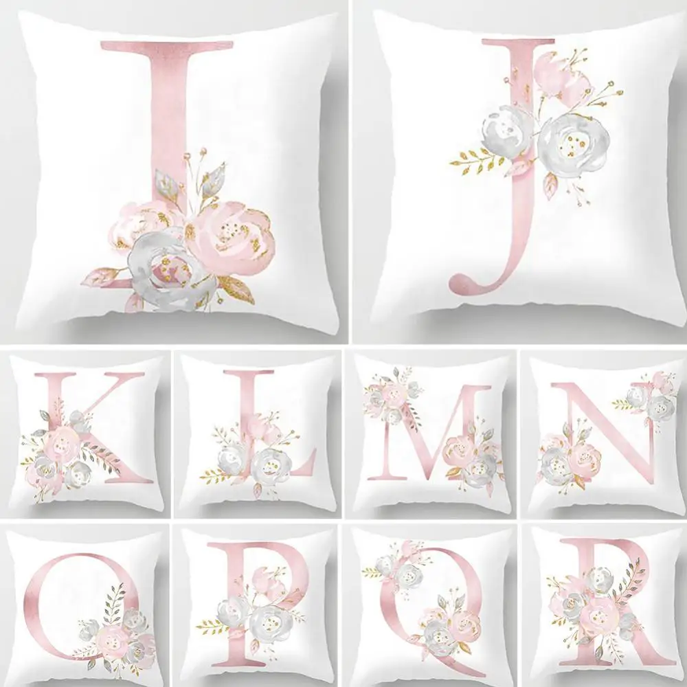 Cushion Pillow Cover Cover Printed Decorative Cushion Cover Polyester Pillowcase Pink Letter Covers 45*45 Sofa Cushions cuscini