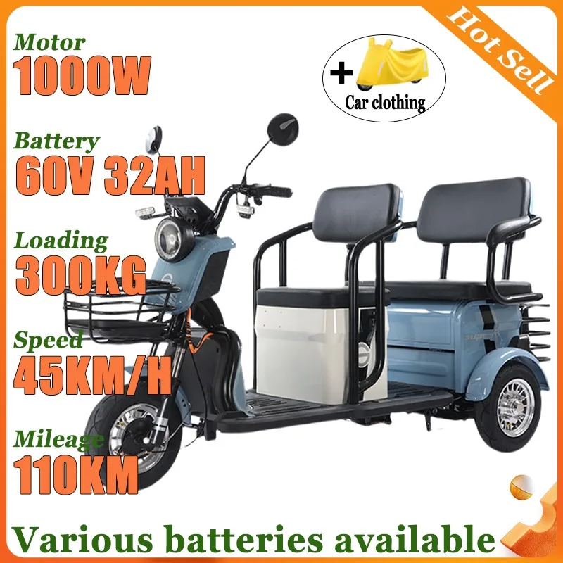 

NEW Elderly Household Mobility Scooter Adult Commuting High Power Motor Long Life Electric Scooter with Basket 3 Seats Tricycle