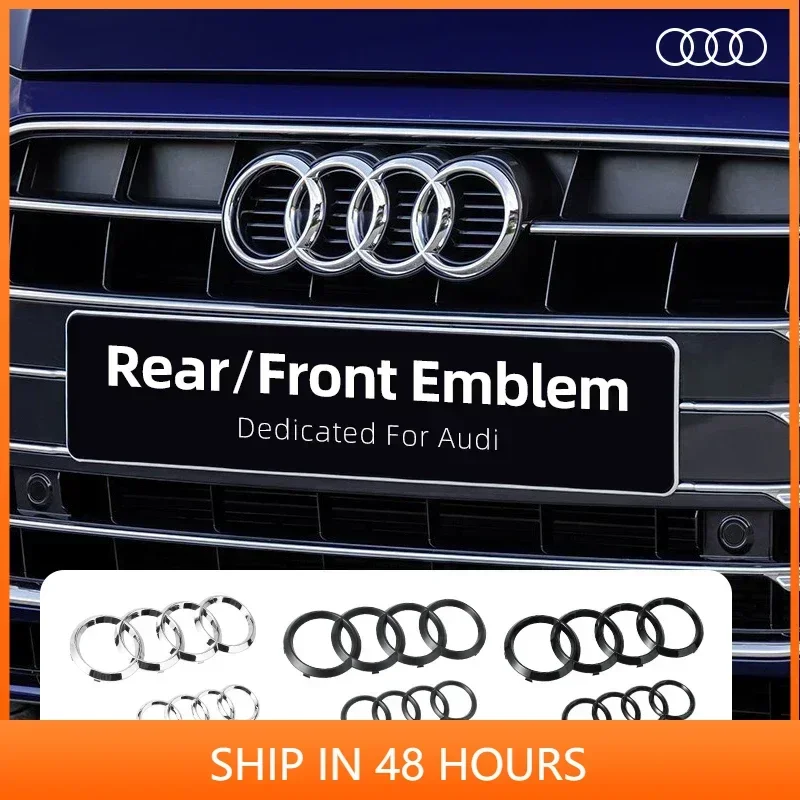 

4 Ring ABS Car Hood Front Bonnet Grill Rear Trunk Emblem Logo Badge Sticker Decal For Audi A3 A4 A5 A6 A7 Q2 Q3 Q5 Q8 TT