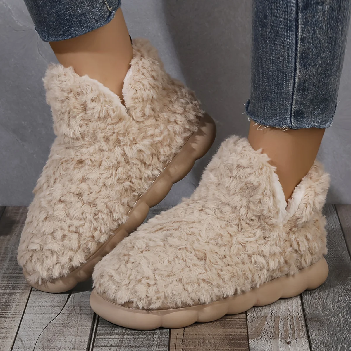 2023 Warm Solid Color Slipper Boots Casual Slip On Plush Lined Shoes Comfortable Indoor Home Slippers Home Bedroom Floor Slipper