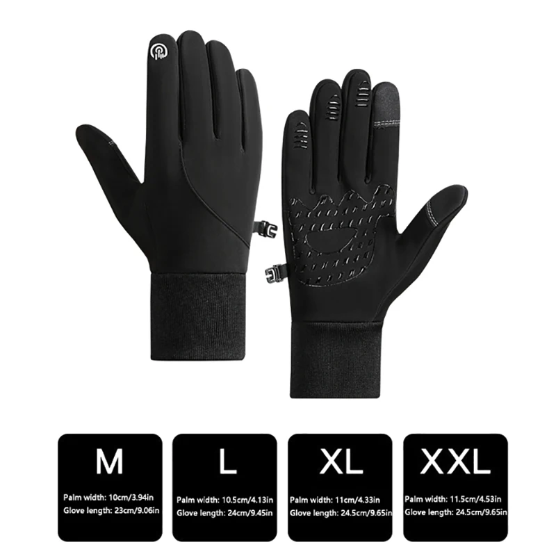 Black L waterproof bicycle gloves, winter motorcycle gloves, touch screen bicycle gloves, outdoor riding scooters, windpr image 2