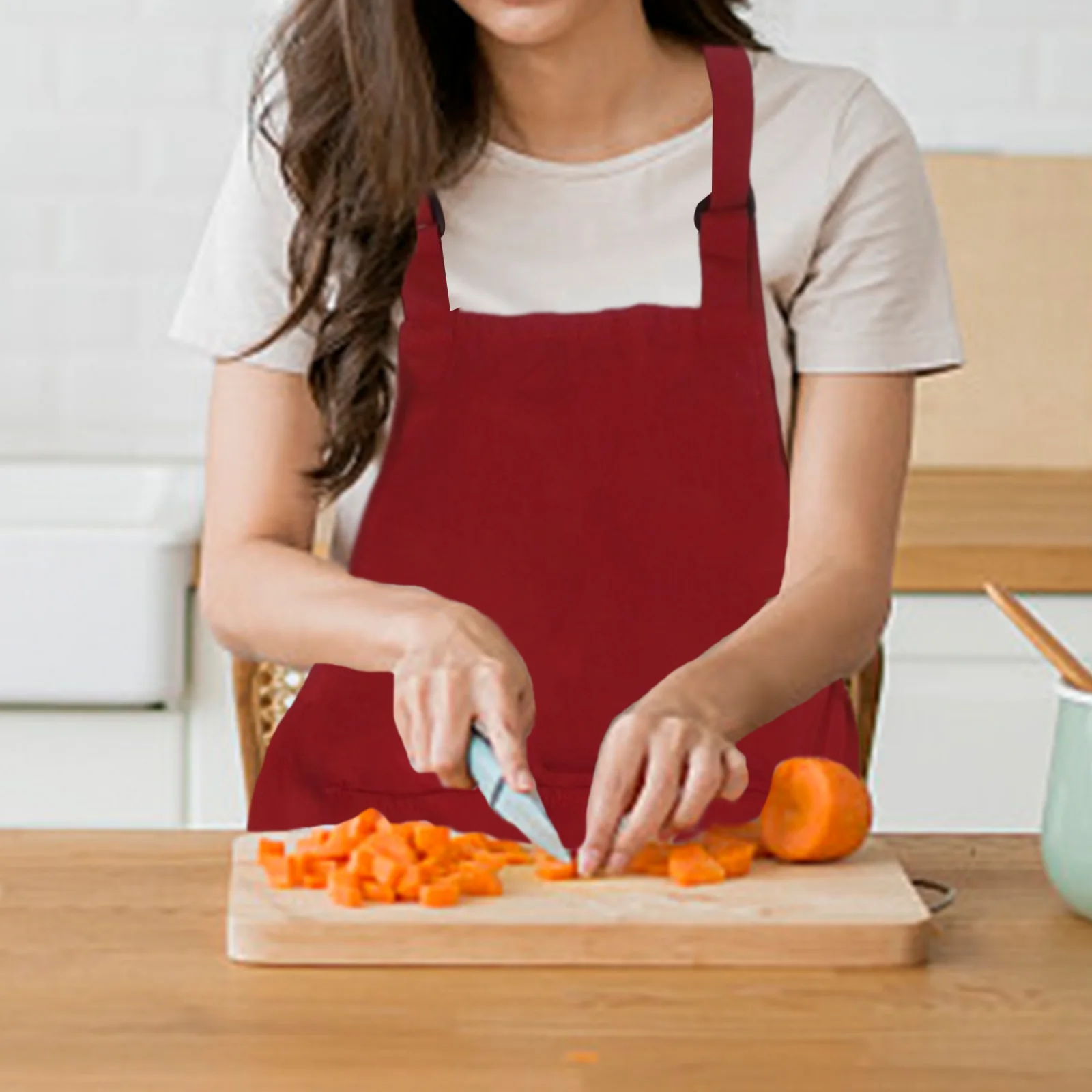 مريلة ملابس قابلة للتعديل، مريلة مطبخ خضراء، ملحقات الطبخ، مادة البوليستر المبتكرة