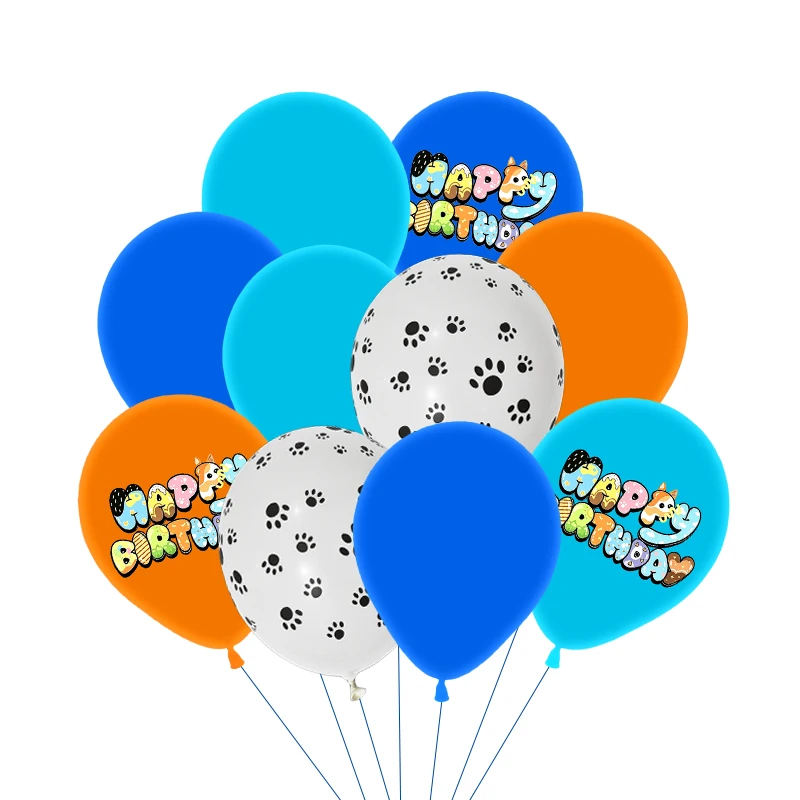 1set Blue Orange Dog Paw Blueies Latex Balloons Set Paw Balloons Number Balls Dog Birthday Party Baby Shower Decoration Gifts
