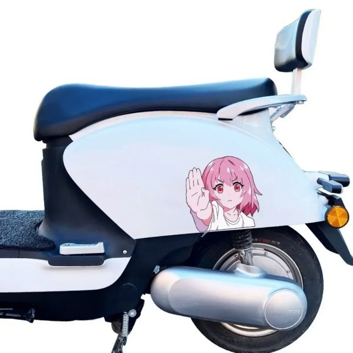 JDM Cartoon Pink Girl Reflective Motorcycle Scooter Car Stickers Decals Decoration Rear Windshield Body Window For Honda Toyota