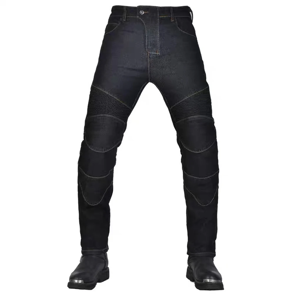 New Motorcycle All Seasons Straight Elastic Trousers Denim Black Rider Racing Pants Motocross Ripstop CE Protective Gear Jeans