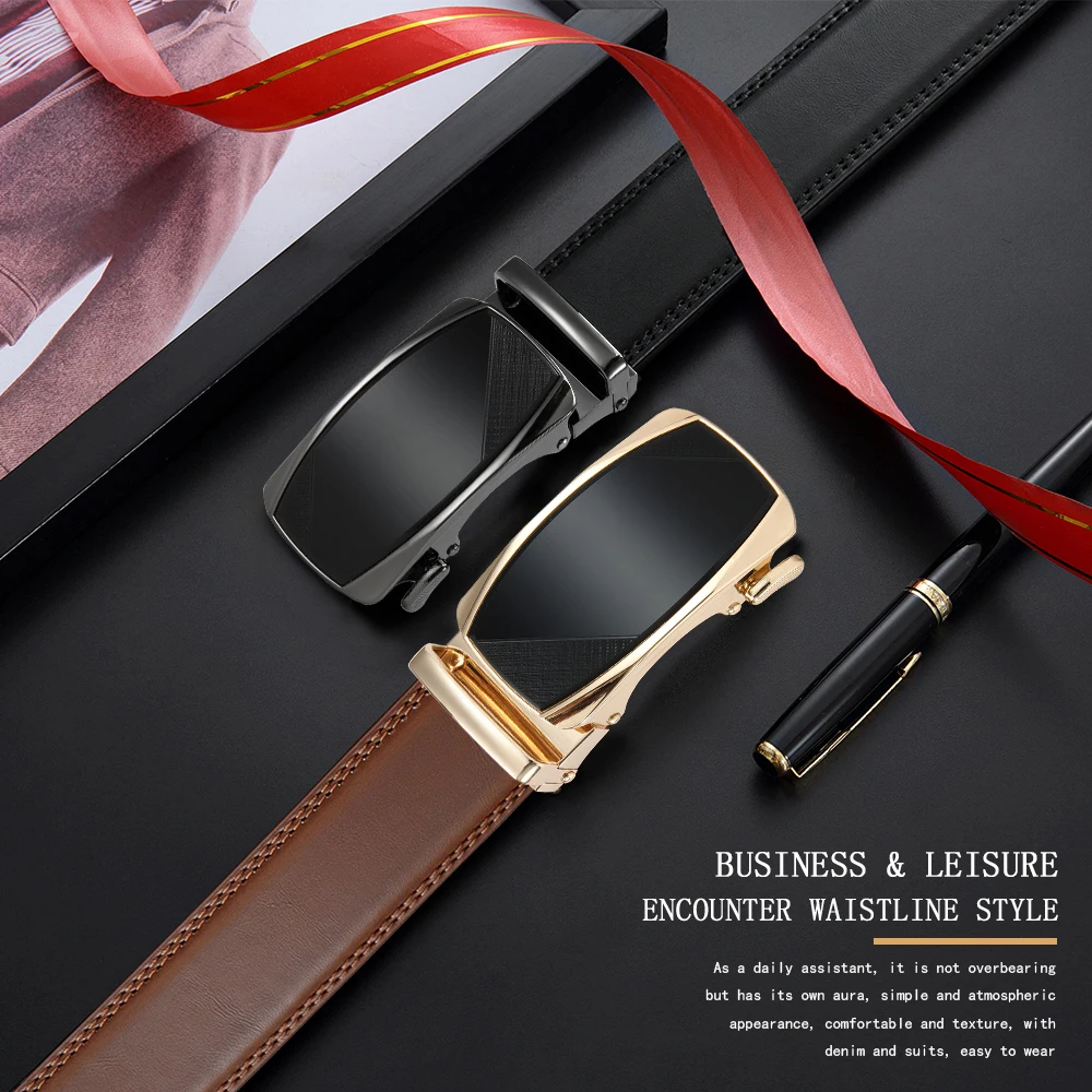 Men Belt Genuine Leather High Quality Buckle Jeans Cowskin Casual Belts Business Cowboy Male Automatic Buckle Belt for Women