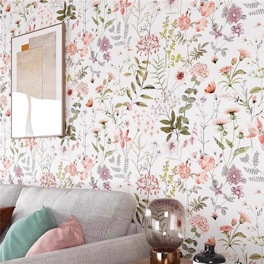 Pintura de pared personalizada, papel tapiz floral de planta francesa para dormitorio, sala de estar, comedor, Fondo de hogar, papel de pared 3D, decoración del hogar