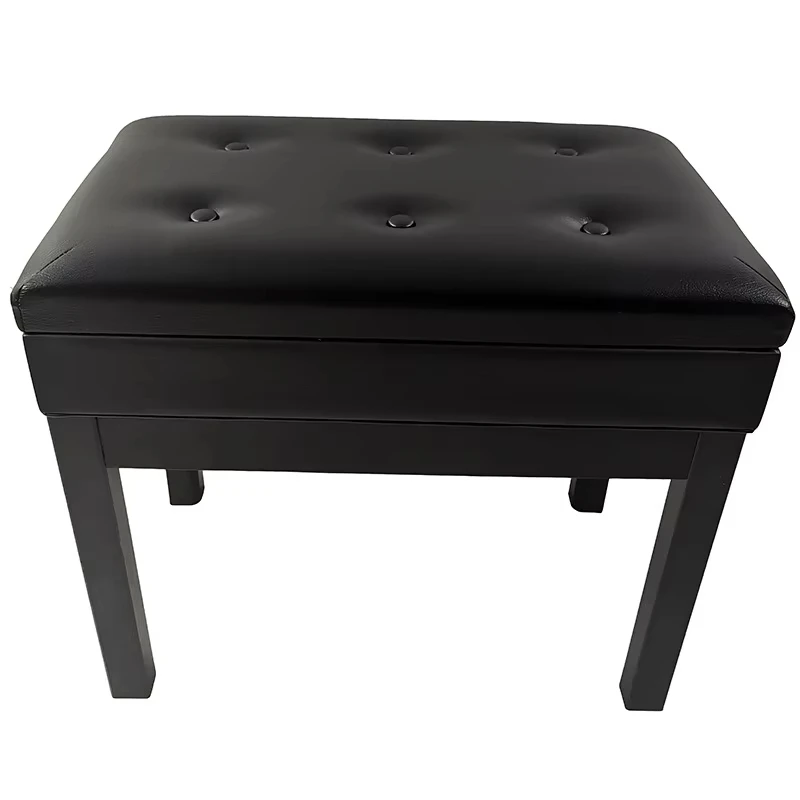 Single‑Lifting Solid Wood Piano Stool With Book Storage Straight Leg PU Leather Cushion For Electronic Keyboard Kids