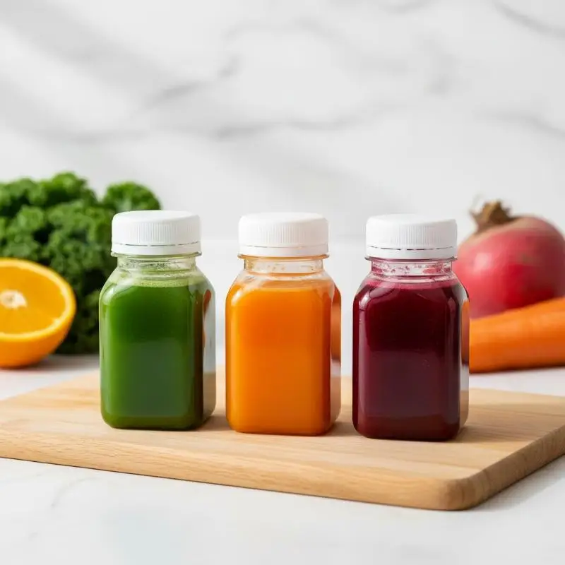 4 Pcs Recyclable Plastic Juice Bottles Clear Empty Drink Containers 100ML 150ML for Eco Friendly Daily Beverage Storage