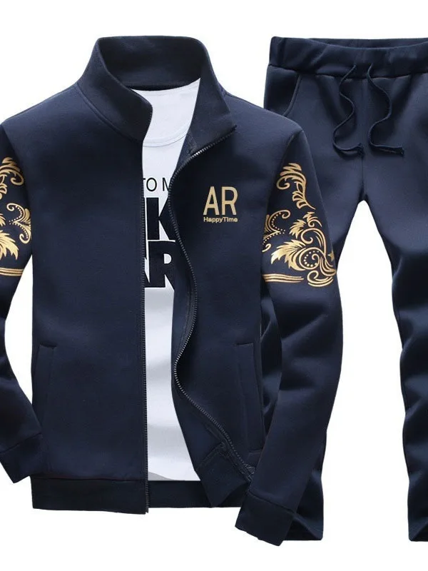 

Men's Slim Fit Casual Sports Suit Zipper Design Two-Piece Set Long Sve Jaet And Pants Autumn Season Faion Active Wear
