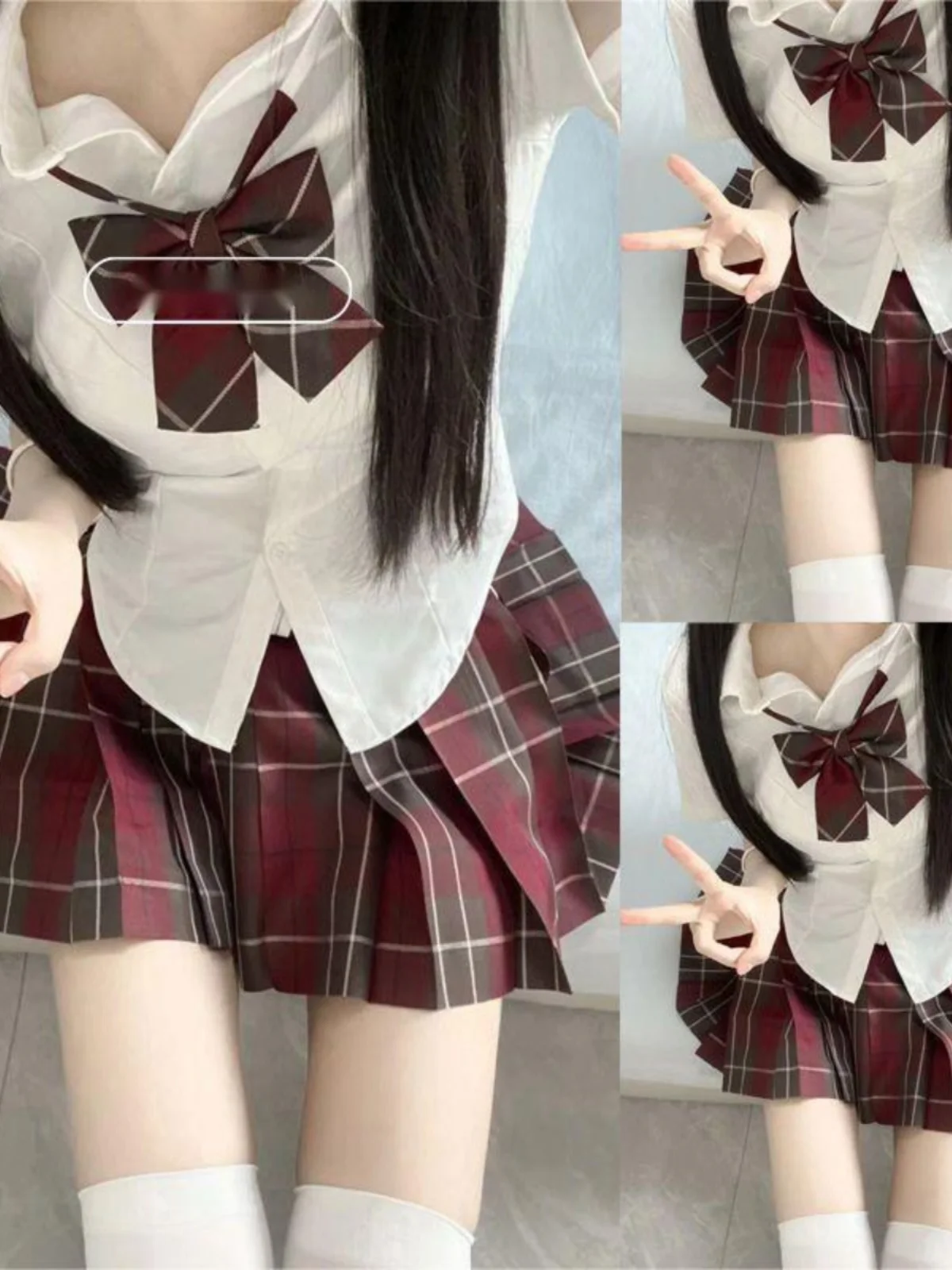 

Original JK orm Set Women's School orm Pure Desire Wind irt Waist Cinching Slimming JK Blouse Pleated Skirt Two-Pie...