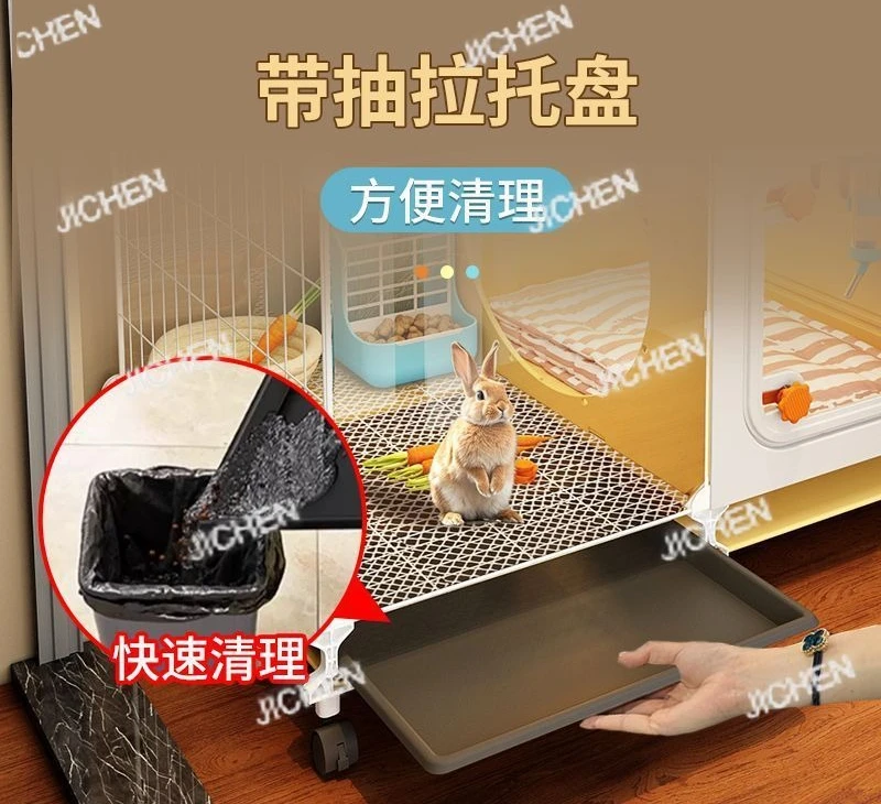

ZQ Прозрачная клетка для кроликов, клетка для кроликов с туалетом, бытовая большая крытая клетка для кроликов, роскошная вилла для домашних животных