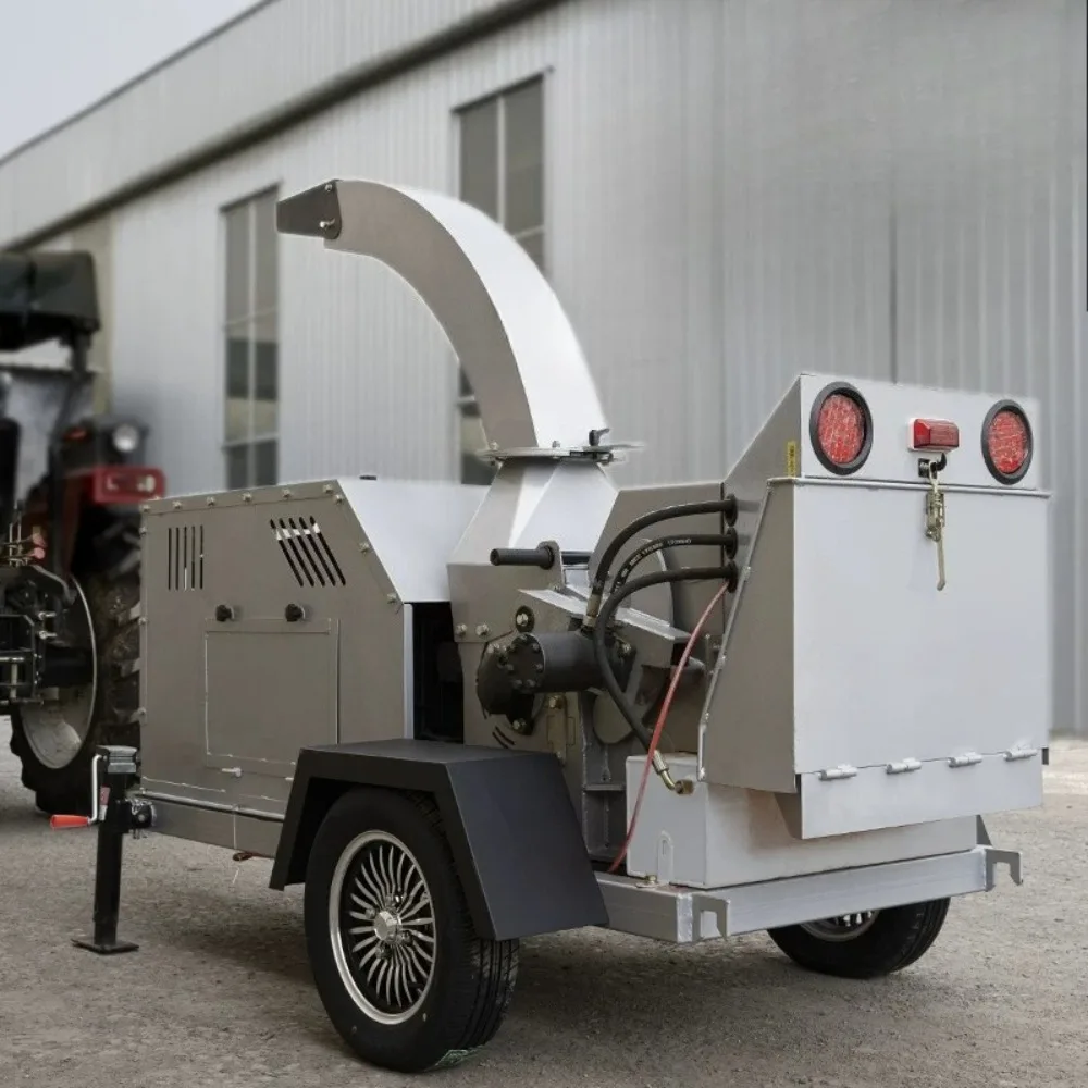 Mobile Wood Chipper Large Branch Leaf Shredder Multifunctional Garden Orchard Wood Crusher