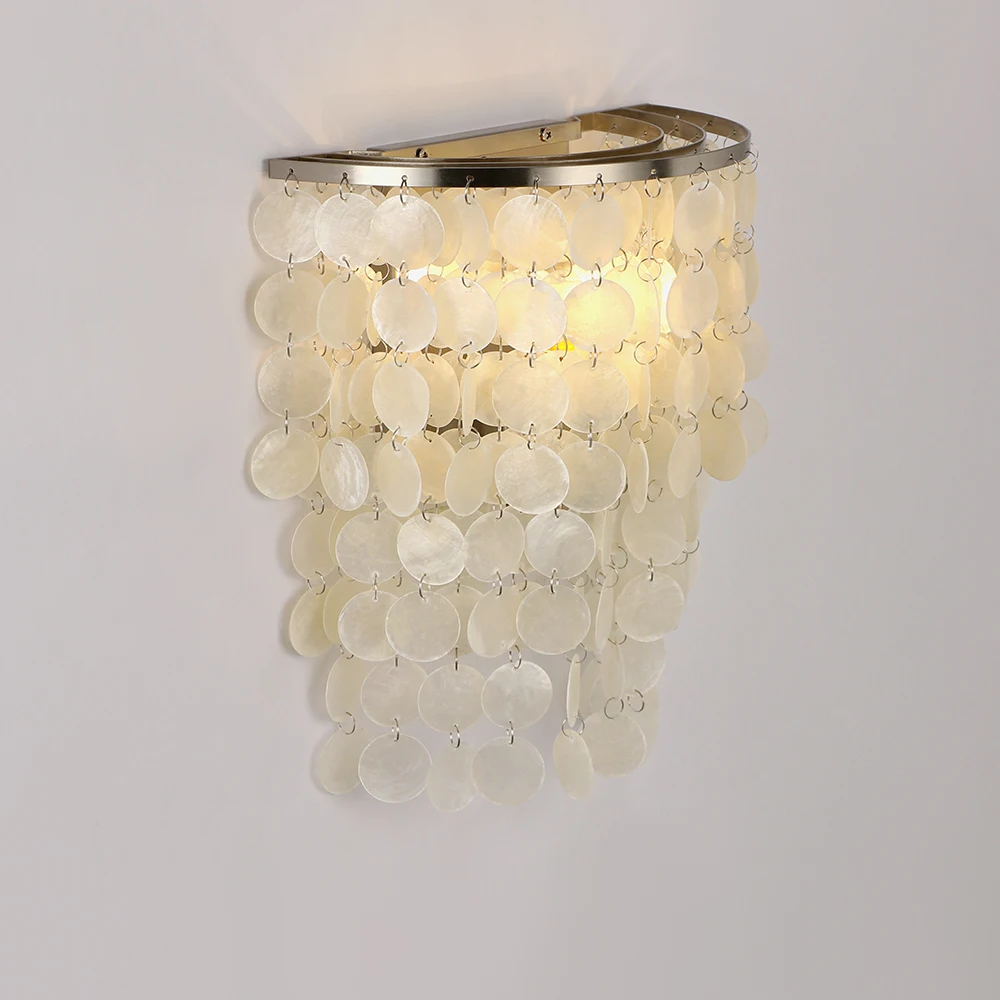 Modern natural seashell light ceiling & wall light E27/E14 shell lamp, Boho living room bedroom hotel aisle decor lights