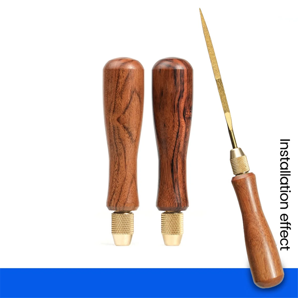 Manico per lima in legno Manici in legno con pinza in ottone per accessori per file piccoli Fai da te ZJY