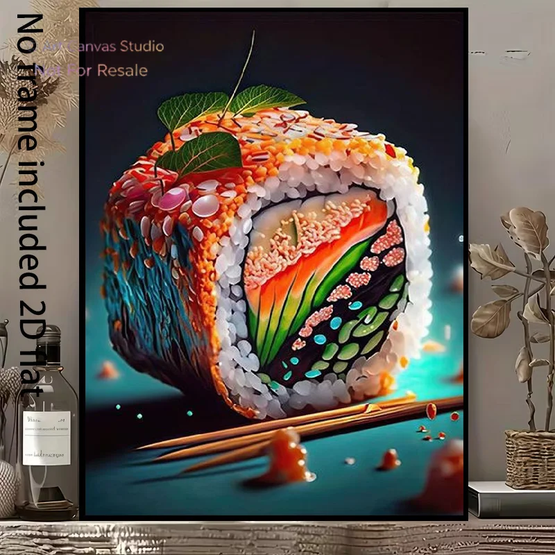 2D Flat, 1pc Sushi - Frameless Vertical Canvas Painting Suitable for /, Modern Decor with Sushi Roll, Colorful,, Dorm, Dining
