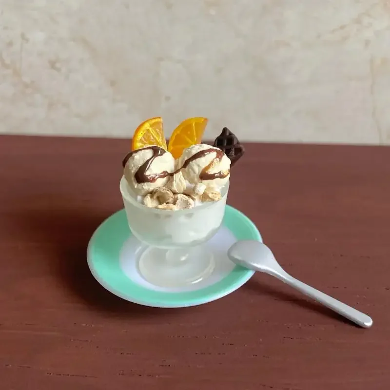 Juguete para casa de muñecas para niños, accesorio de cocina en miniatura de una pieza para helado de naranja y helado