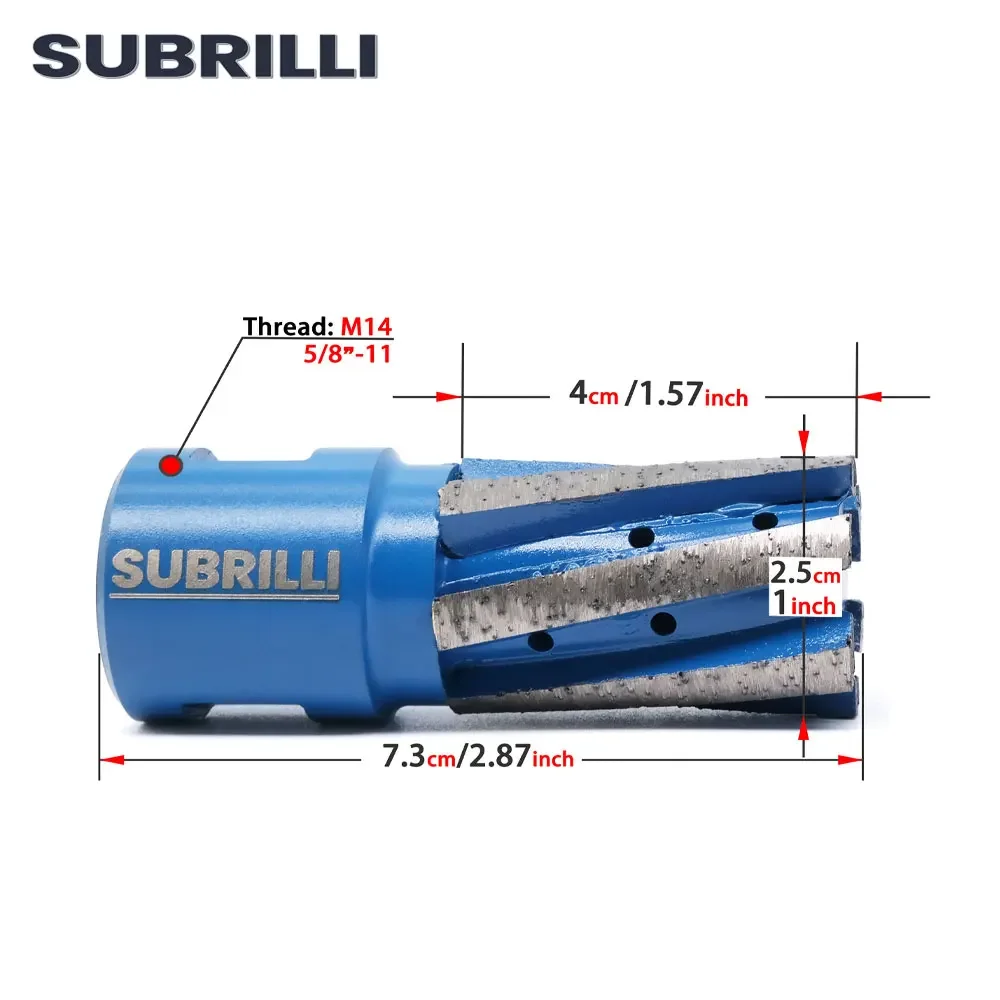 SUBRILLI Diamond Finger Bit Segment Drill Router Bit Bottom Slab Sink Hole Cutter Granite Marble Milling Tool M14 5/8"-11 Thread