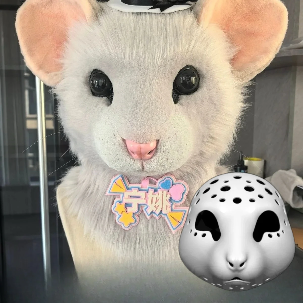 Fursuit Semi Realistic Flower Branch Mouse Animal Skull Cosplay Cute DIY Blank Head Semi-finished Anime Furry  Accessories Props