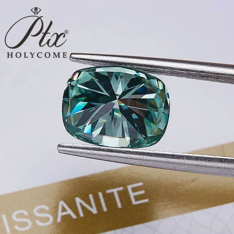 Wholesale Price Elongate Cushion Shape Loose Moissanite Brilliant Cut Green Color For Jewelry Making Beads Manufacturer Supply