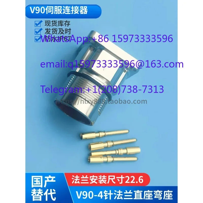4 Pin M23 Right Angled Aviation Power Socket with Flange Straight Base Connector for Industrial Servo Motor Wiring Parts
