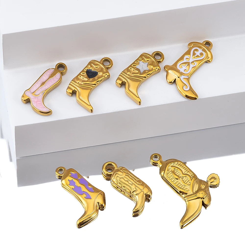 5pcs Stainless Steel Gold Color PVD Plated Boots Charms Pendant for DIY Necklace Bracelet Earring Jewelry Making Accessories image 3