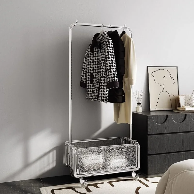 

Hanger floor-to-ceiling bedroom drying hanger mobile light luxury high-end corner coat rack overnight storage clothes rack