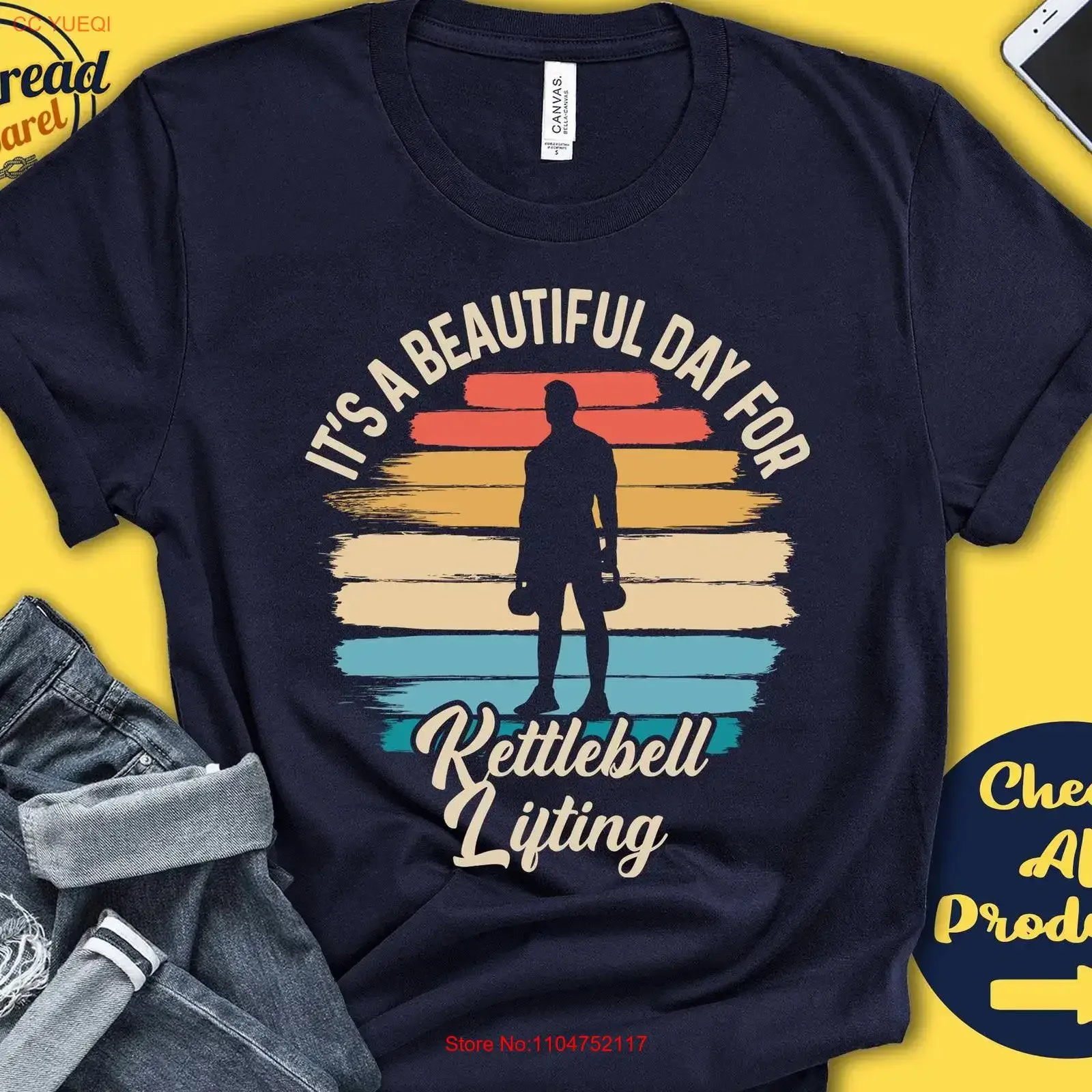 Kettlebell Lifter T Shirt Beautiful Day For Lifting Workout Fitness Training Men Sports Tank A1875 vintage Washed Casual Soft