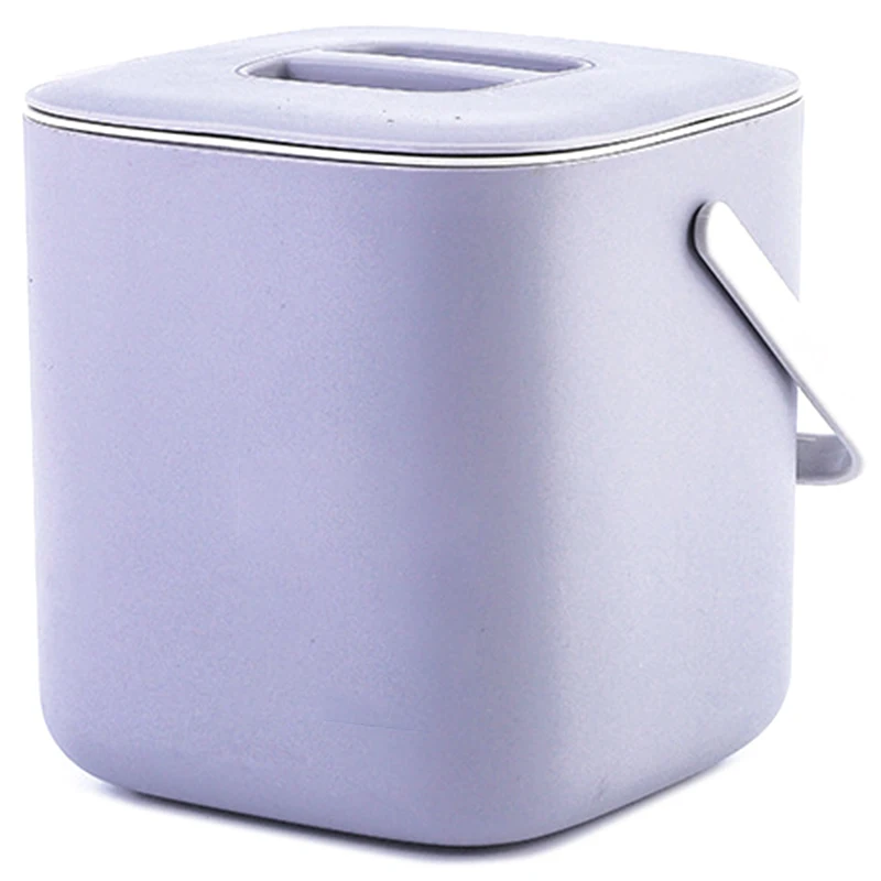 Plastic Kitchen Food Waste Trash Can Compost with Drainer Rubbish Container Organizer Accessories Tools-Light Grey-AD23