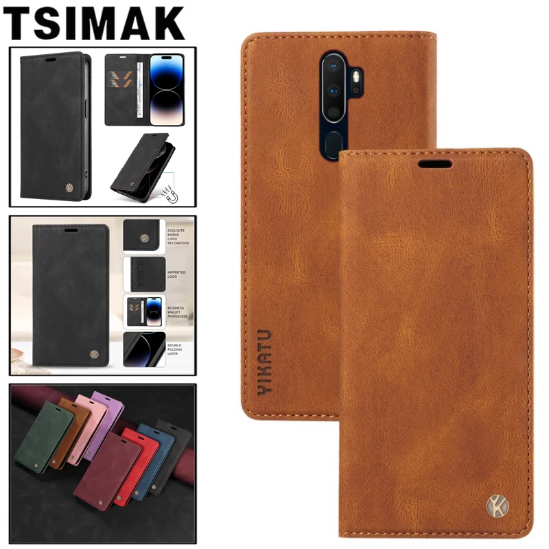 Leather Case For OPPO A5 A7 A9 2020 A12 A15 A16 A3S A5S A72 A92S A73 A93 A55 A54 A74 A94 A95 A96 4G 5G Flip Wallet Phone Cover