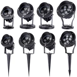 LED Lawn Lamp Spike Light DC12V AC110V 220V Outdoor Waterproof Pathway Garden Spot Bulb 3W 6W 10W 12W 18W Decor Landscape RGB