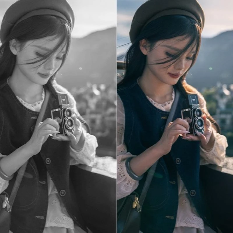 旅行に優しいミニデジタルカメラダブルレンズ12MP CMOSカメラアウトドアアドベンチャーのためのヴィンテージスタイル女性ガールギフト