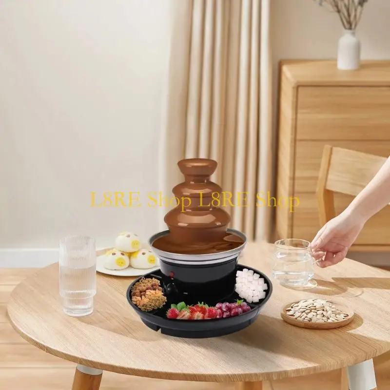 L8RE 3 Layer Electric Chocolate Fondue Fountain for Candy Melting And Cheese Dipping