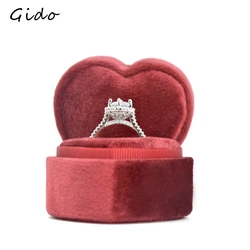 Pink Red Heart Shape Wholesale Velvet Jewelry Packaging For Proposal Marry Wedding Mini Ring Box