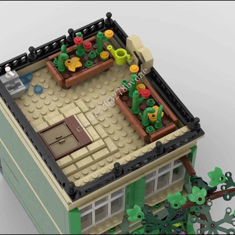 ชุดตัวต่อ MOC ร้านขายต้นไม้ 1098 ชิ้น แบบจำลองถนน ชุดตัวต่อสร้างสรรค์ ของเล่นประกอบเอง ของขวัญวันคริสต์มาส วันเกิด สำหรับเด็กทุกวัย