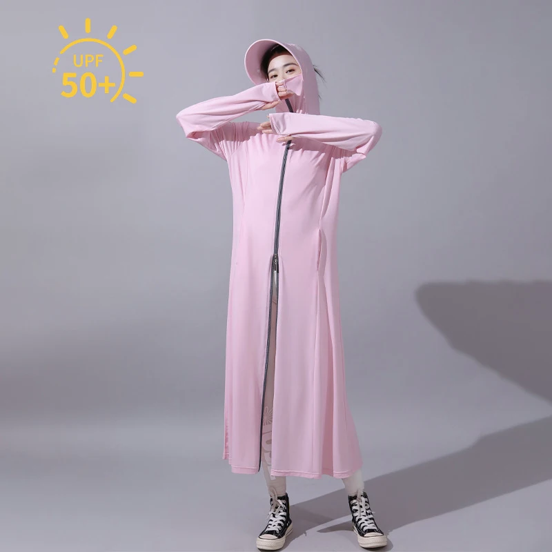 Women's Long Sunscreen Clothing Summer Anti-ultraviolet Ice Silk Cool Feeling Big Brim Breathable UPF 50+ Full Body Sunscreen