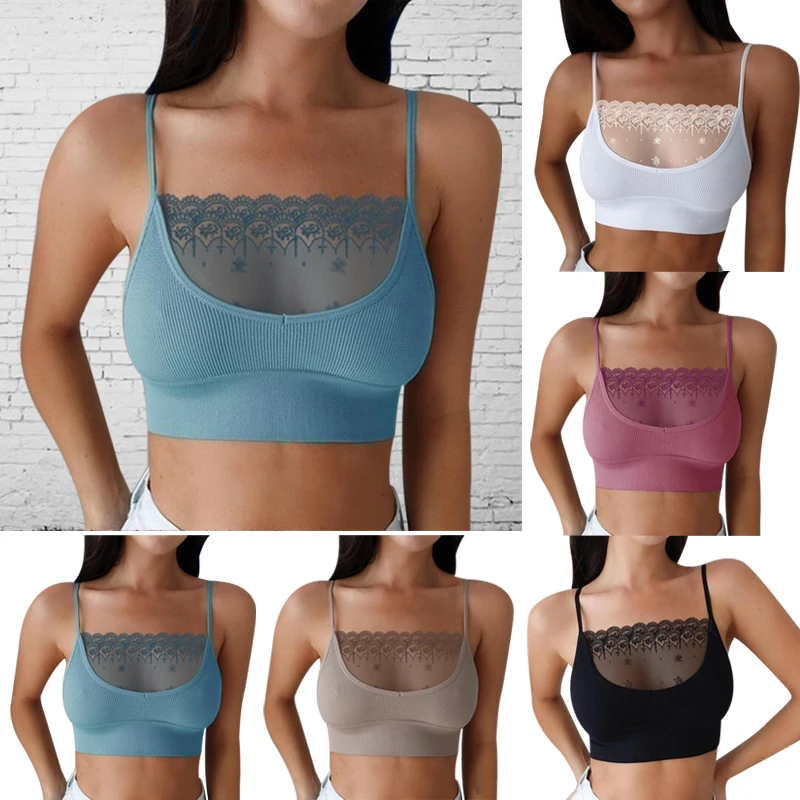 Women Crop Tops Sexy Solid Color Camisole For Women Seamless Tank Top Clip-on Camisole Bras Insert Wrapped Chest Protection