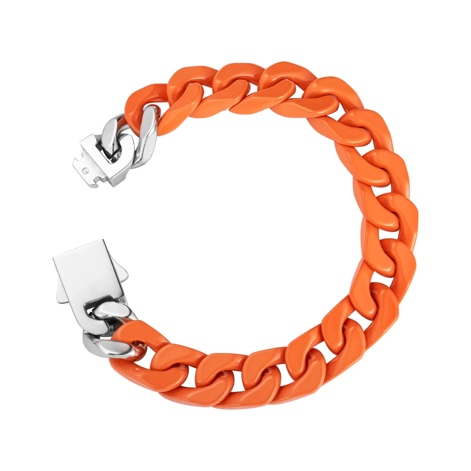 Dostosuj rozmiar nowy kolorowy pomarańczowy krem Skyblue lakierowany krawężnik kubański łańcuszek bransoletka 12mm szeroki biżuteria Hip Hop ze