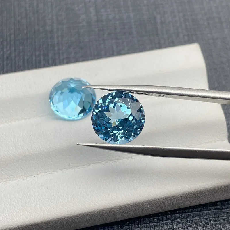 New Neon Blue Round Lab Aquamarine Sapphire Loose Stone for jewelry making