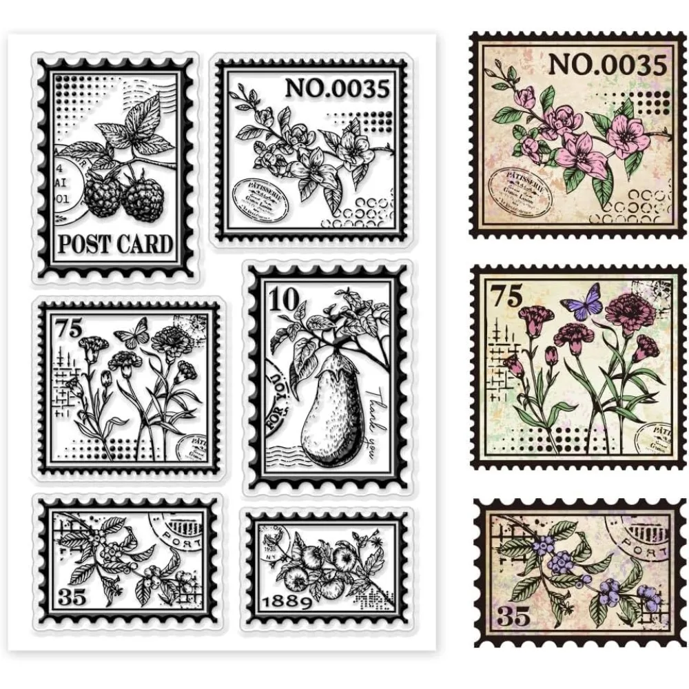 Plant Clear Stamps PVC Plastic Transparent Stamps Petunia Blueberry Stamps DIY Album Decorating Card Craft Making
