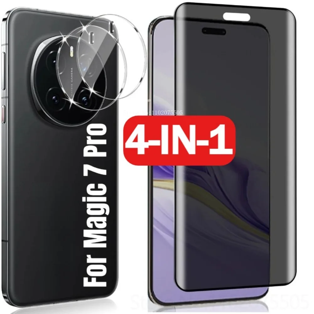 2 Stück Anti-Spy gehärtetes Glas + 2 Stück HD-Objektivfolie für Honor Magic 7 Pro 5 6 Pro 7 RSR 6Ultimate Magic 4 Pro 5Lite 6RSR Sichtschutzfolie
