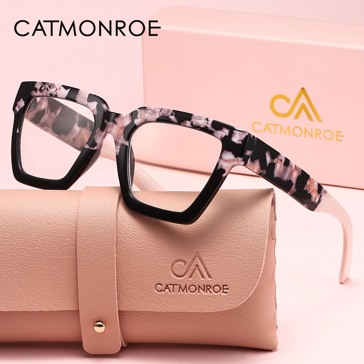 CATMONROE 1 PCS Fashion Large Frame Women Reading Glasses Comfort Square Frame Multi Degree Optional Glasses Apparel Accessories