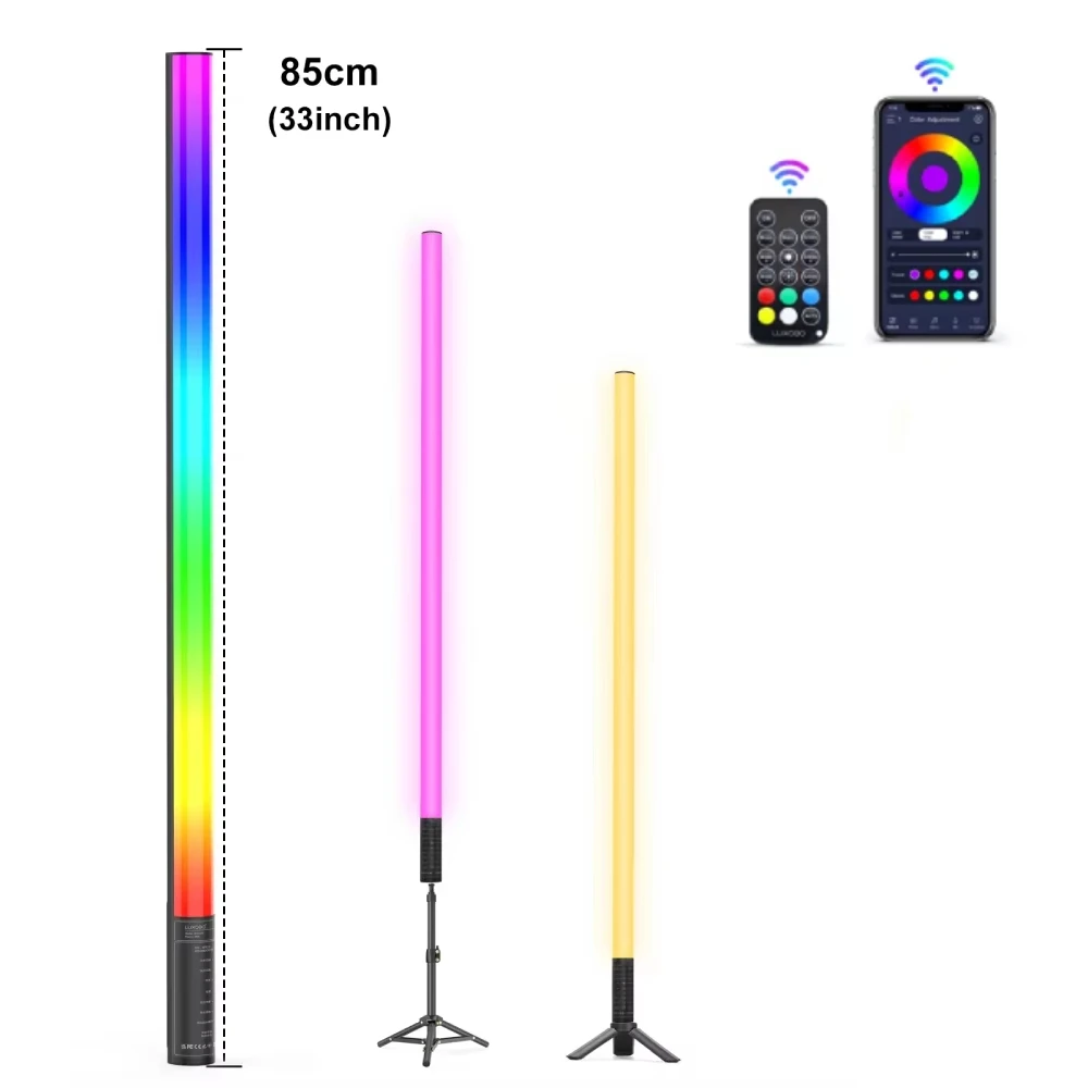 LUXCEO Mood1S 85cm/33.46inch RGB Light Stick LED Video Atmosphere Lamp App&Remote Control For Studio Photography Stage