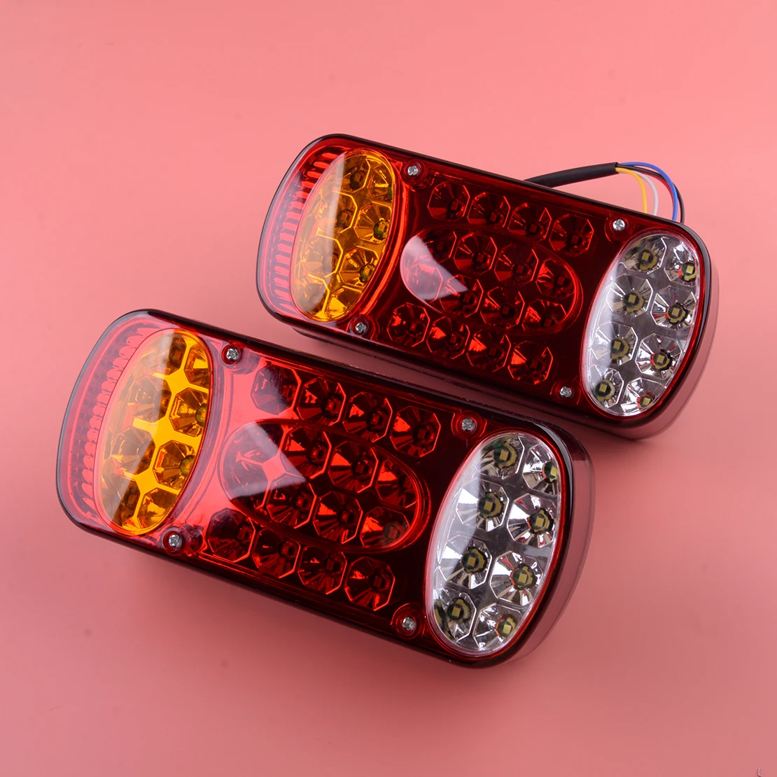 2Pcs LED Tail Light Indicator Rear Turn Signal Stop Brake Reverse Lamp Fit for 12V Caravan Truck Trailer