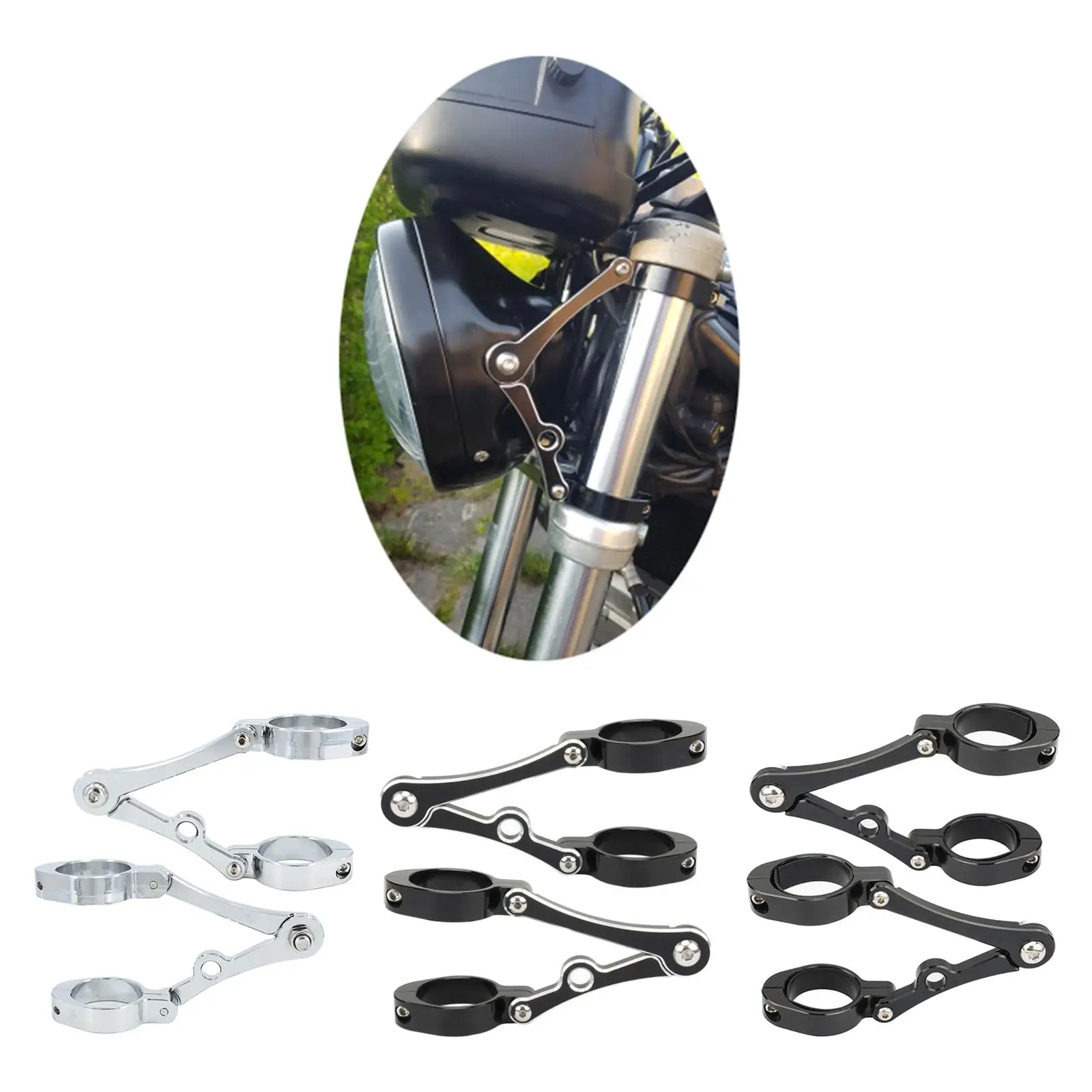 

Motorbike Headlight Mount Aluminum Alloy Universal Adjustable Fork Clamp Rack for Custom Cafe Racer Auxiliary Lights