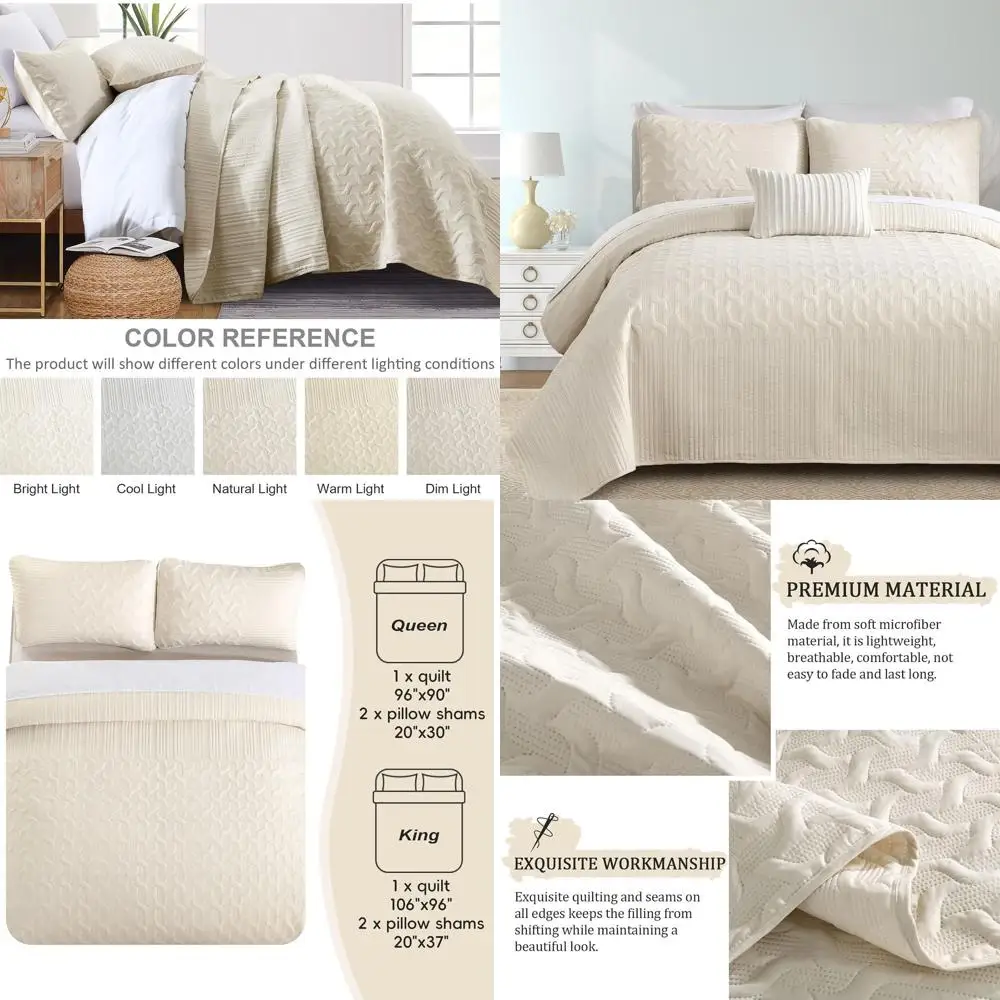 

Бежевый комплект постельного белья King Size: легкое покрывало UltraWave Sot из микрофибры или всесезонный комплект из 3 предметов в стиле эрн