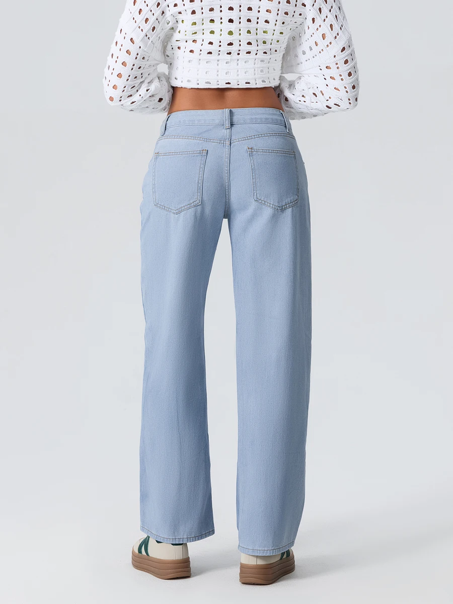 Pantaloni casual da donna a gamba larga dritti Jeans larghi Bottone con cerniera Pantaloni hippie grunge Abiti estetici Vintage Streetwear